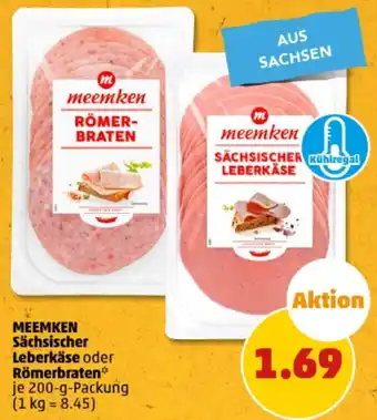 PENNY MEEMKEN Sächsischer Leberkäse oder Römerbraten 200 g Packung Angebot