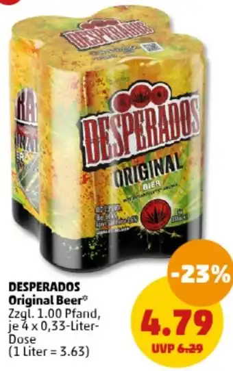 PENNY DESPERADOS Original Beer 4 x 0,33 Liter-Dose Angebot