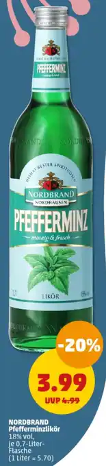 PENNY NORDBRAND Pfefferminzlikör 0,7 Liter Flasche Angebot