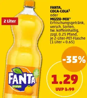 PENNY FANTA, COCA-COLA oder MEZZO-MIX 2 Liter Angebot