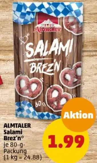 PENNY ALMTALER Salami Brez'n 80 g Packung Angebot