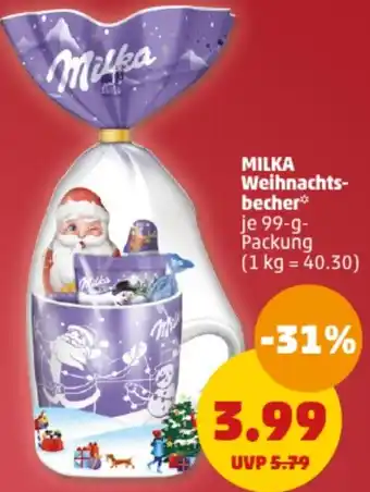 PENNY MILKA Weihnachtsbecher 99 g Packung Angebot