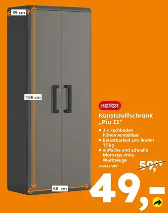 Globus Baumarkt Keter Kunststoffschrank „Piu II" Angebot