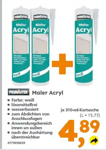 Globus Baumarkt PRIMASTER Maler Acryl 310ml Angebot