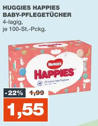 mein real HUGGIES HAPPIES BABY-PFLEGETÜCHER je 100-St.-Pckg. Angebot