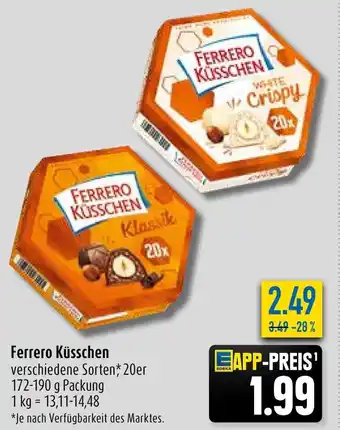 diska Ferrero Küsschen verschiedene Sorten 20er 172-190g Angebot