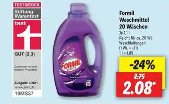 Lidl Formil Waschmittel 20 Waschen Je 1,1L Angebot