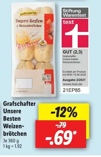 Lidl Grafschafter unsere besten weizen- brotchn 360g Angebot