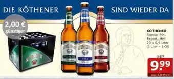 Getränke Quelle KÖTHENER Spezial Pils, Export, Hell 20 x 0,5 L Angebot