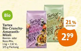 tegut Tartex Bio Crunchy Amaranth Müsli 375g Angebot