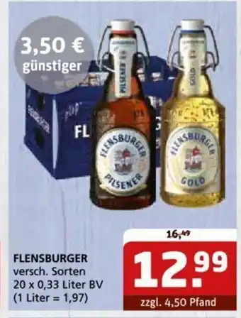 Getränke Quelle FLENSBURGER versch. Sorten 20 x 0,33 L Angebot