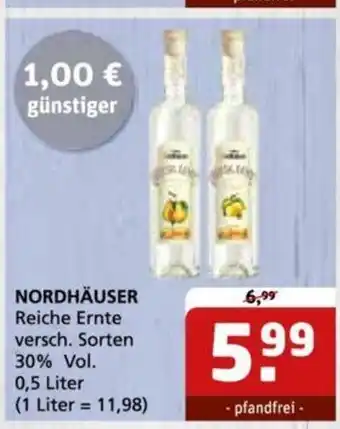 Getränke Quelle NORDHÄUSER Reiche Ernte versch. Sorten 30% Vol. 0,5 Liter Angebot