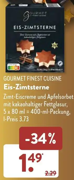 Aldi Süd GOURMET FINEST CUISINE Eis-Zimtsterne 400 ml Packung Angebot