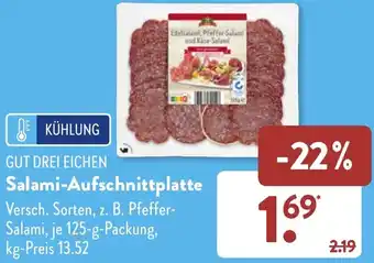 Aldi Süd GUT DREI EICHEN Salami-Aufschnittplatte 125 g Packung Angebot