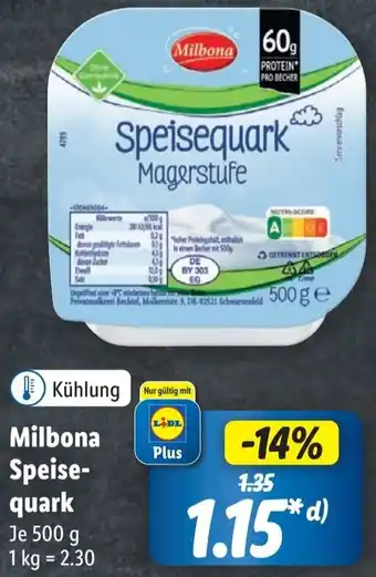 Lidl Milbona Speisequark 500 g Angebot