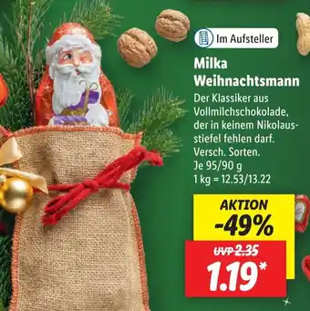 Lidl Milka Weihnachtsmann 95/90 g Angebot