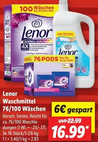 Lidl Lenor Waschmittel 76/100 Wäschen Angebot