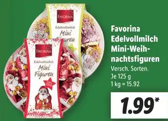 Lidl Favorina Edelvollmilch Mini-Weihnachtsfiguren 125 g Angebot