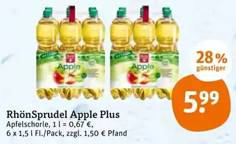 tegut RhönSprudel Apple Plus 6x1,5L Angebot