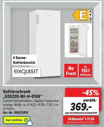 Lidl Gefrierschrank GS5220-NF-H-010E Angebot