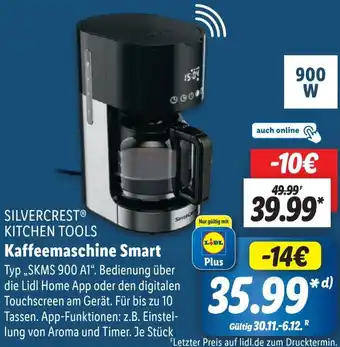 Lidl SILVERCREST KITCHEN TOOLS Kaffeemaschine Smart „SKMS 900 A1“ Angebot