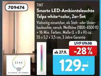 Aldi Süd Tint Smarte LED Ambienteleuchte Talpa white+color, 2er Set Angebot