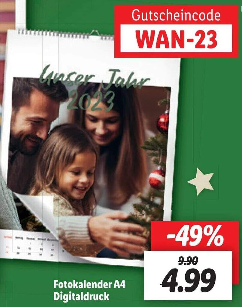 Fotokalender A4 Digitaldruck Angebot bei Lidl