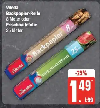 Marktkauf Vileda Backpapier-Rolle 8 Meter oder Frischhaltefolie 25 Meter Angebot