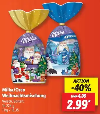 Lidl Milka/Oreo Weihnachtsmischung 224 g Angebot