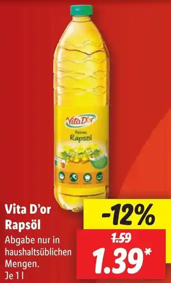 Lidl Vita D'or Rapsöl 1 L Angebot