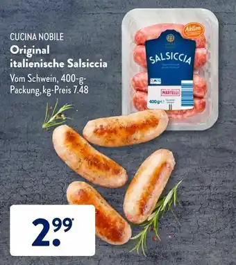 Aldi Süd Cucina Nobile Original Italienische Salsiccia 400g Angebot