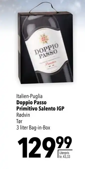 CITTI Markt Italien-Puglia Doppio Passo Primitivo Salento IGP Rødvin Tør 3 liter Bag-in-Box Angebot