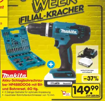 Netto Marken-Discount makita Akku-Schlagbohrschrauber HP488D006 mit Bit-und Bohrerset, 60 tlg. Angebot