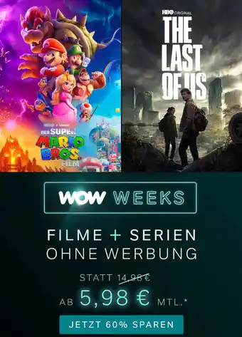 Sky Ticket WOW WEEKS FILME + SERIEN OHNE WERBUNG Angebot