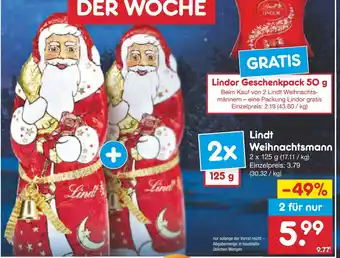 Netto Marken-Discount Lindt Weihnachtsmann 2 für nur Angebot