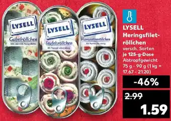 Kaufland LYSELL Heringsfiletröllchen 125 g Dose Angebot