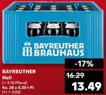 Kaufland BAYREUTHER Hell Ka. 20x0,33 L-Fl. Angebot