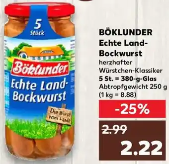 Kaufland BÖKLUNDER Echte Land-Bockwurst 380 g Glas Angebot