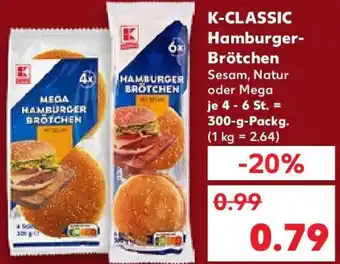 Kaufland K-CLASSIC Hamburger-Brötchen 300 g Packg. Angebot