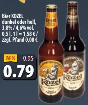 Mix Markt Bier KOZEL dunkel oder hell 0,5 L Angebot