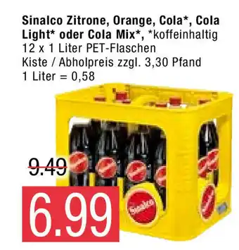 Marktkauf Sinalco Zitrone, Orange, Cola, Cola Light oder Cola Mix 12x1L Angebot