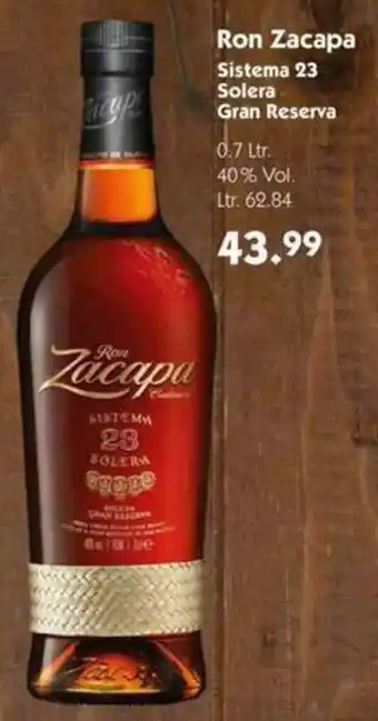 Hol'ab Getränkemarkt Ron Zacapa Sistema 23 Solera Gran Reserva 0.7 Ltr. Angebot