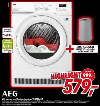 dodenhof AEG Wärmepumpen Kondenstrockner TR8C40689 Angebot
