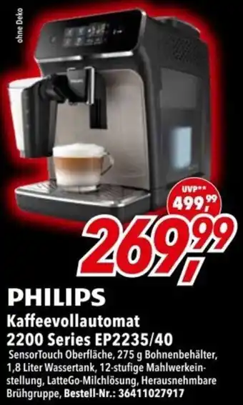 dodenhof PHILIPS Kaffeevollautomat 2200 Series EP2235/40 Angebot