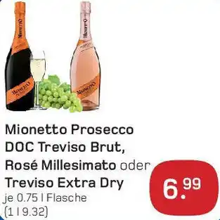 akzenta Mionetto Prosecco DOC Treviso Brut, Rosé Millesimato oder Treviso Extra Dry 0,75 L Flasche Angebot