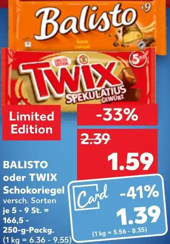 Kaufland BALISTO oder TWIX Schokoriegel 166,5-250 g Packg. Angebot