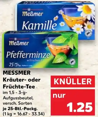 Kaufland MESSMER Kräuter oder Früchte-Tee 25-Btl. Packg. Angebot