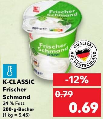 Kaufland K-CLASSIC Frischer Schmand 200 g Becher Angebot
