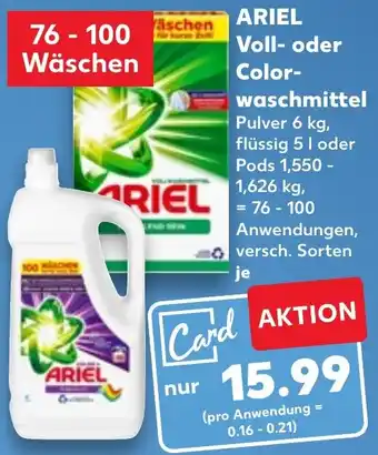 Kaufland ARIEL Voll oder Colorwaschmittel 76 - 100 Wäschen Angebot