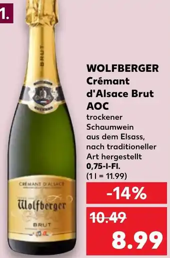 Kaufland WOLFBERGER Crémant d'Alsace Brut AOC 0,75 L-Fl. Angebot